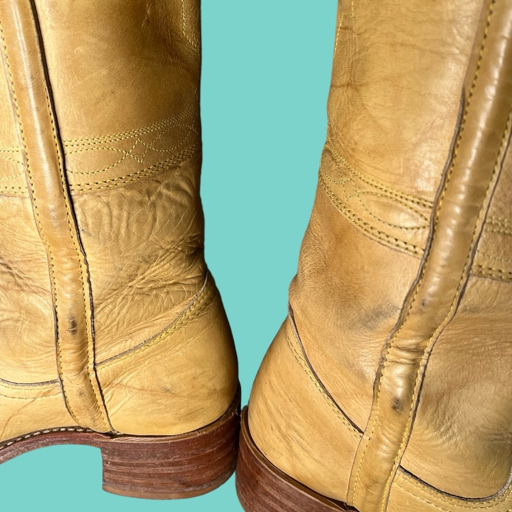 Frye Tall Western Heeled Boots in Mustard Yellow - Picture 7 of 12